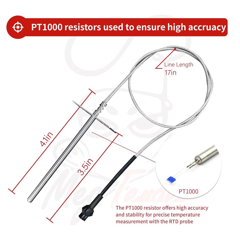 Meatender RTD Probe Sensor Replacement for Pit Boss Grill and Smoker, Internal Grill Probe Replacement for PB1000XL-025-R00 V2 (70123-AMP), Ambient Temperature Probe for Pit Boss - Image 4